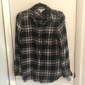Black and white plaid button down shirt